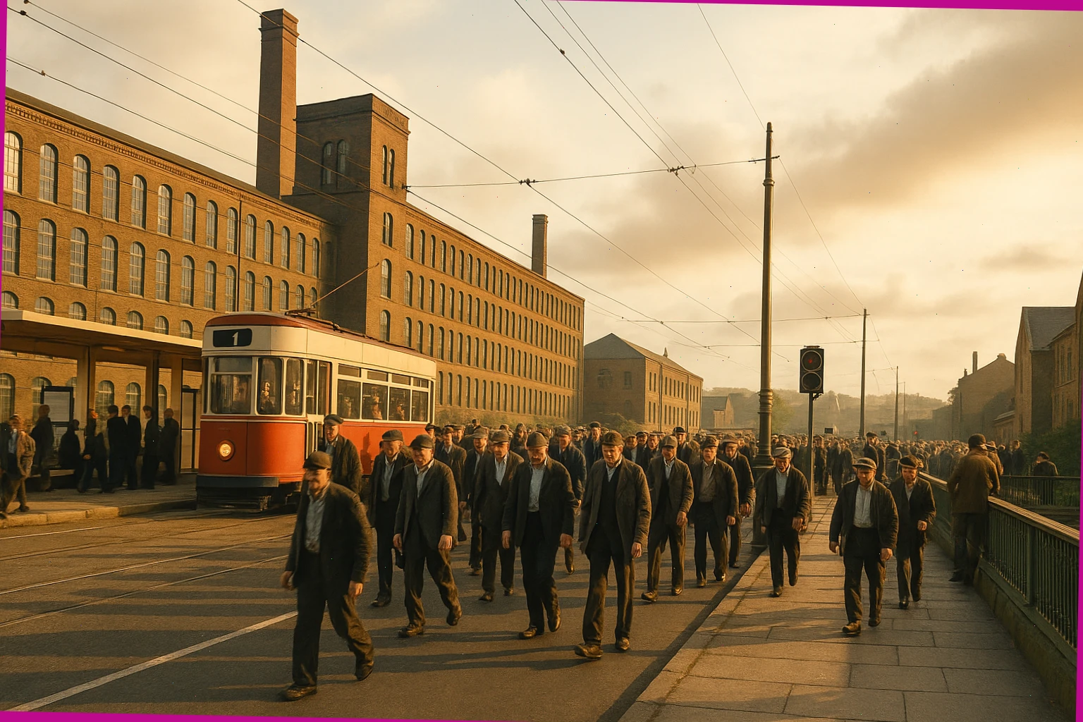 Factory shift change patterns near tram stops